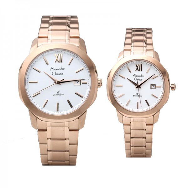 Alexandre Christie AC 8619 Rosegold White Couple